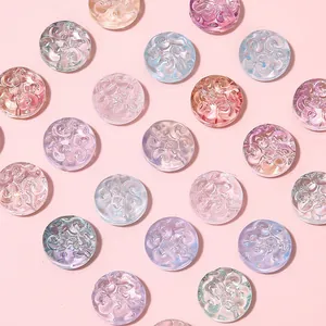 Transparent Two-tone Glass Beads With Cloud Spiral Relief Pattern Round Loose Beads For DIY Jewelry Crafting Accessories