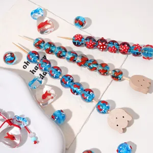Perles en verre filé à la main avec motifs poisson rouge et étoile de mer pour bijoux