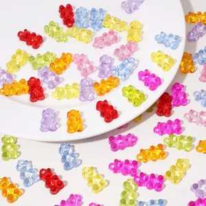 Colorful translucent acrylic bear pendants for DIY jewelry making and bead crafts