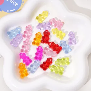 Colorful transparent acrylic bear charms for DIY jewelry making in a white star tray