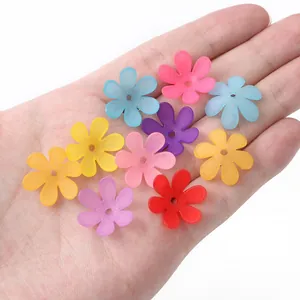 Bunte matte Acryl-Blütenperlen mit sechs Blättern für die DIY-Schmuckherstellung