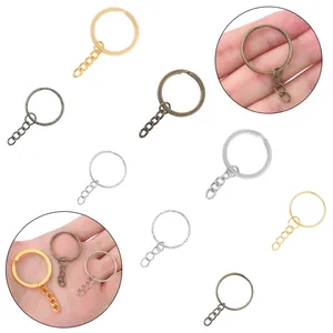 DIY Metalen Sleutelring Onderdelen Met Vier Schakels Ketting Voor Sieraden Maken IJzeren Splitringen Goud Zilver Antiek Brons Knutselaccessoires