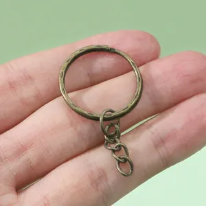 Antiek bronzen platte sleutelring met vierdelige ketting voor DIY sieraden maken hand