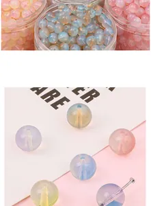 Macro shot of colorful pastel macaron round glass beads for DIY jewelry making