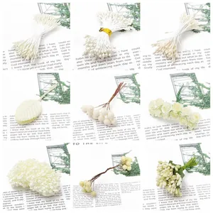 Beige Künstliche Blütenstempel Beeren Blatt DIY Materialien Für Handgefertigte Haarnadeln Schmuckherstellung Handwerk Zubehör