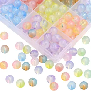 Colorful AB coating round glass beads set in storage box for DIY jewelry making