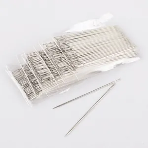 Polished stainless steel large eye hand sewing needles set with clear storage packs