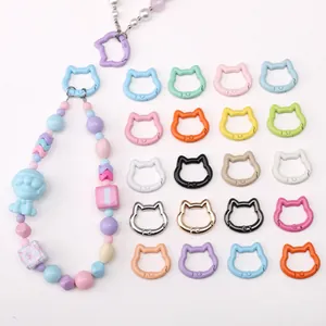 Cat Head Alloy Spring Snap Hook Electroplated Painted Clasp DIY Keychain Bag Phone Chain Jewelry Making Craft Accessories
