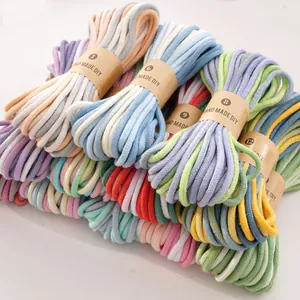 Rolls of colorful 3-4mm gradient cotton cord with paper wraps for DIY handmade crafts