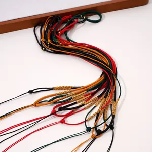 Cordons de collier réglables en nylon tressé multicolore avec perles dorées pour bijoux