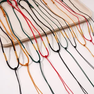 Cordons de collier réglables en nylon tissé avec nœud de dragon et fil d'or colorés