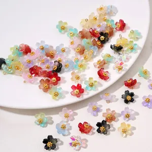 Colorful 10mm glass cherry blossom flower pendants for DIY jewelry making and crafts