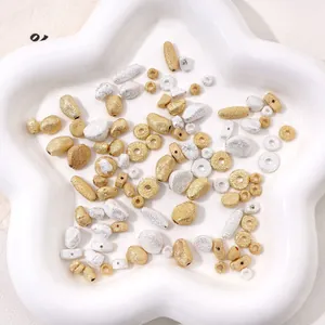 Gold and silver matte irregular copper beads for DIY handmade jewelry crafts
