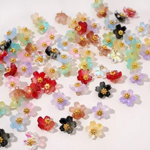 Colorful gradient cherry blossom flower charms for DIY jewelry making and bracelets