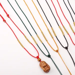 Cordon de collier en nylon tissé main avec nœuds de dragon et fil doré décoratif