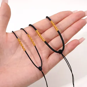 Collier réglable en nylon tressé noir avec nœud de dragon doré pour pendentifs DIY