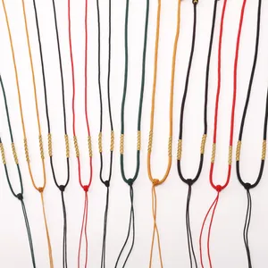 Cordons de collier en nylon tissé coloré avec spirales dorées et nœuds coulissants réglables