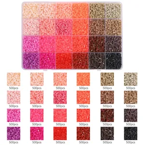 24-kleuren 2,6mm strijkkralen set in transparante doos voor creatief DIY-gebruik