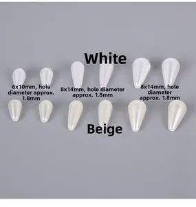 Maßtabelle für beige und weiße Tropfenperlen mit 1,8 mm Loch für DIY-Schmuckherstellung