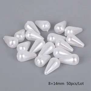 Lose 8x14mm cremeweiße ovale ABS-Perlen mit Löchern für DIY-Schmuckherstellung und Zubehör
