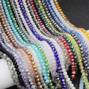 Faceted Glass Beads Rondelle Shape Rainbow Coating For DIY Jewelry Making Bracelet Necklace Craft Accessory Materials