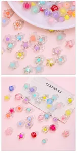 Assorted macaron acrylic beads set including stars and flowers for DIY jewelry making