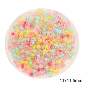 Colorful 11mm acrylic star beads in pastel macaron shades for DIY jewelry making