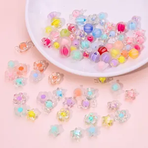 Colorful macaron acrylic beads set with star, flower, and candy shapes for DIY jewelry