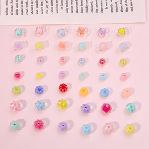 Assorted colorful acrylic macaron beads in candy and floral shapes for DIY jewelry making
