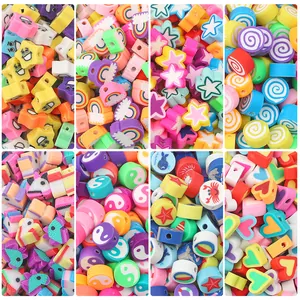 Kit de perles DIY avec motifs de cœur, smiley et arc-en-ciel pour bijoux faits main