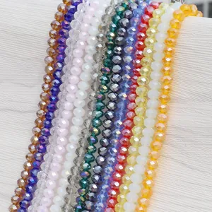 Multi-colored 3mm faceted crystal glass wheel beads for DIY handmade jewelry crafts