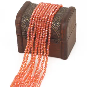 3mm orange faceted crystal beads with iridescent luster for DIY jewelry making