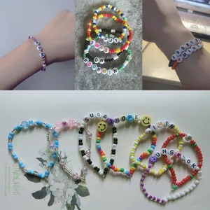 Custom colorful acrylic alphabet beads bracelet with BTS member names for fan jewelry