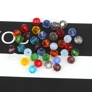 Perle in vetro sfaccettato multicolore da 4mm per gioielli fai da te con cristalli tondi