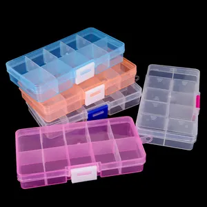 Organizer in plastica trasparente a 10 scomparti in blu arancione rosa e trasparente
