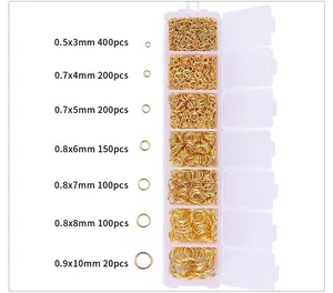 Size chart for jump rings set with 7 sizes from 3mm to 10mm for DIY jewelry making