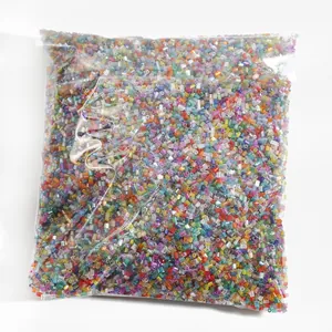 Mix of colorful 2mm iridescent glass bugle beads for DIY jewelry and sewing projects