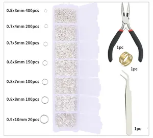 Detailed chart of DIY jewelry open jump rings with needle nose pliers and tweezers