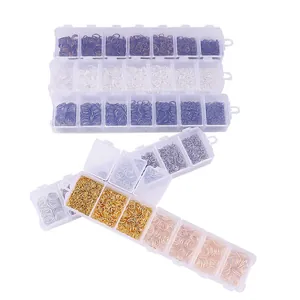 7-grid box set of multi-color jump rings for DIY jewelry making in assorted metal finishes
