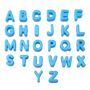 Set of 26 blue acrylic uppercase alphabet beads for DIY jewelry and phone charms