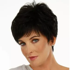 Parrucca Donna Corta Liscia Pixie Cut Naturale Soffice Fibra Sintetica Ad Alta Temperatura Con Calotta Traspirante Regolabile