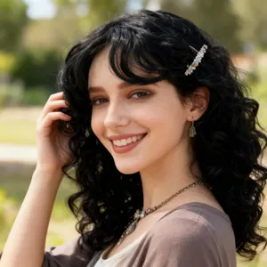 Parrucca Afro Ricci da Donna Lunga Riccia Voluminosa Fibra Sintetica Piccola Onda Capelli Morbidi per Uso Quotidiano Spettacoli Festa Nero