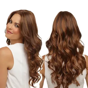 Women Fashion Middle Part Long Curly Wig High Temperature Synthetic Fiber Big Wave Hair Wig For Daily Party Use
