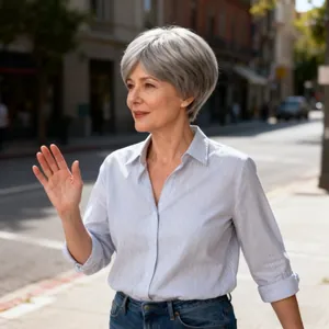 Women's Short Straight Bob Wig Synthetic High Temperature Fiber Natural Haircut Grandmother Gray Daily Party Fashion Hairpiece