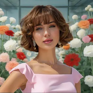 Élégante Perruque Courte Bouclée pour Femmes Fibre Synthétique Résistante à la Chaleur Rétro Wave Style Mère Noir Brun Postiche Respirant