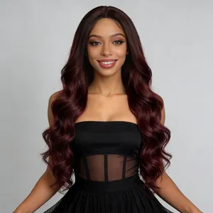 Peluca Sintética Larga Ondulada Ombré para Mujer Fibra de Alta Temperatura Extensión de Cabello Degradado para Fiesta
