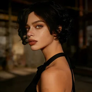 Perruque courte noire bouclée pour femme avec boucles Afro volumineuses et naturelles