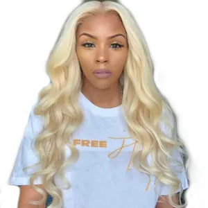 Long wavy light blonde wig for women with middle part and natural heat resistant fibers