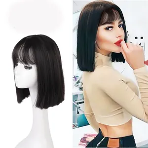 Damen Kurz Gerade Bob Perücke Mit Pony Synthetische Hochtemperatur Seide Haar Für Tägliche Mode Party Cosplay