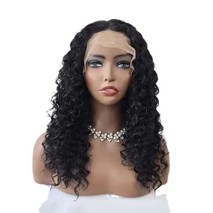 Zwarte krullende synthetische pruik met Lace Front Deep Wave voor dames op buste